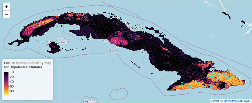 map of habitat suitability in cuba