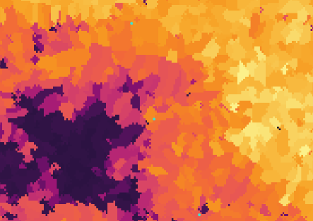 zoomed subset of habitat suitability map of cuba
